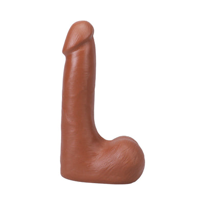 Caramel-colored 7-inch realistic dildo with detailed texture and suction cup base for hands-free use.