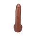 Caramel-colored 9-inch realistic dildo with detailed texture and suction cup base for hands-free use.