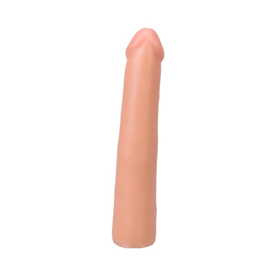 Vanilla-colored 9-inch realistic dildo with smooth texture and subtle detailing, designed for Vac-U-Lock compatibility.