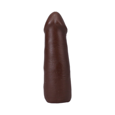 Chocolate-colored realistic 5-inch dildo with detailed texture and smooth finish, designed for Vac-U-Lock compatibility.