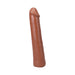 Caramel-colored 9-inch realistic dildo with smooth texture and subtle veining, made from body-safe Ultraskyn material.
