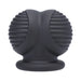 Black silicone ball stretcher with ribbed sides and a flared base for comfort and support.