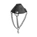 Black silicone ball chute with attached metal chains and clip for secure fastening and added weight options.