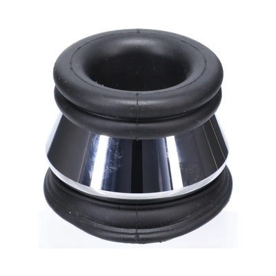 Black and silver metal ring with cushioned silicone edges designed for comfortable support and secure fit.