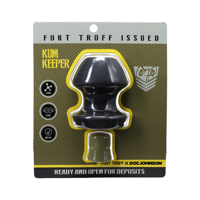 Fort Troff Kum Keeper large black silicone plug with removable stopper in retail packaging