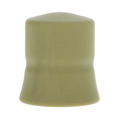 Large black silicone Kum Keeper with tapered tip and removable stopper for easy filling and secure closure.