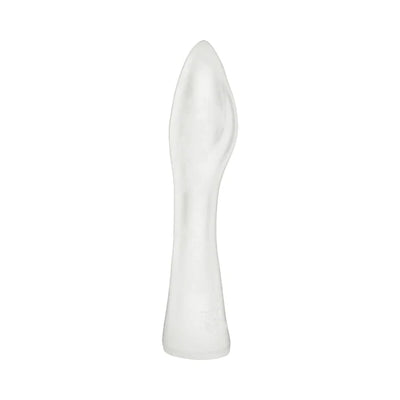 Clear, long cushioned sheath with tapered tip and smooth surface for comfortable deep use.