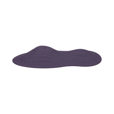 Dusty purple ergonomic pleasure seat with contoured ridges and smooth silicone surface.