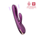 Purple app-controlled rabbit vibrator with hollowed shaft and flexible clitoral arm, featuring multiple vibration and tapping modes.