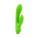 Bright green mini rabbit vibrator with dual motors and a single power button, designed for discreet pleasure.