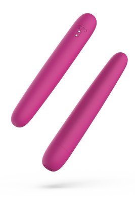 Sleek magenta B Swish Bgood Deluxe Infinite vibrator with smooth silicone finish and discreet control buttons.