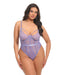 Martina Laced & Mesh Unlined Underwire Teddy w/Strap Detail - Purple Haze 1X/2X