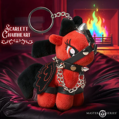 Scarlett Chainheart Bondage Pony Keychain - Red
