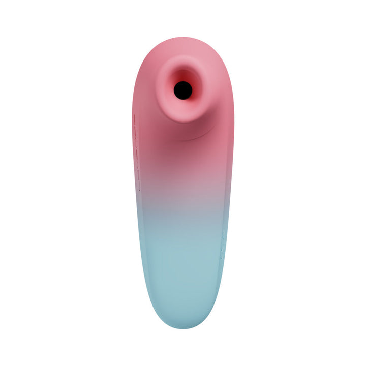 Top view of Lovense Tenera 2 clitoral suction vibrator in pink and blue gradient silicone.