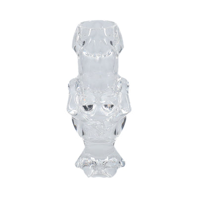 Clear tall shot glass with playful sculpted design, holding 44 ml, perfect for couples and fun gatherings.