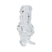 Clear tall novelty shot glass shaped like a playful cartoon character standing with arms crossed.