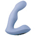 Light blue ergonomic prostate massager with curved tip and smooth silicone finish.