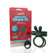 Green Screaming O Ohare XL remote controlled vibrating double ring with bunny ears and black remote, shown with packaging box.