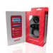 Packaging of Screaming O Remote Controlled Switch Vibrating Ring with visible black silicone ring and remote inside a red and white box.