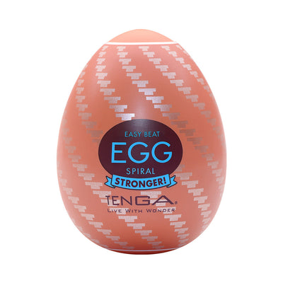 Tenga EGG Spiral Stronger textured male pleasure sleeve in orange patterned egg-shaped container