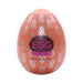 Tenga Easy Beat Egg Cone Stronger textured pleasure egg in peach with silver pattern and pink label