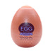 Tenga EGG Misty II Stronger textured egg-shaped pleasure product in peach with patterned design and branding label