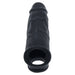 Black ultra-slim textured silicone cocksheath with adjustable fit and secure base ring.