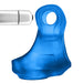 Blue translucent silicone cocksling with separate silver LED light insert for glow effect.