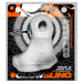 OxBalls Glowsling LED lit translucent white cock and ball sling in branded black and orange packaging.