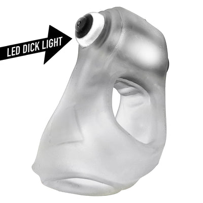 Translucent silicone cocksling with built-in LED light and ergonomic design for comfort and glow effect.