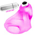 Pink translucent silicone cocksling with attached waterproof LED light bullet shown separately.