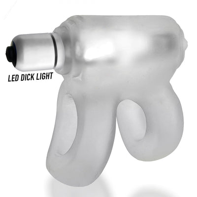 Clear ice silicone shaft holster with integrated waterproof LED light and dual ring design for secure fit and forward glow.