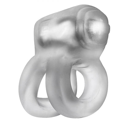 Clear ice silicone double ring with integrated LED light for shaft and base, designed for enhanced visibility and comfort.