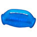 Blue double-ended textured silicone stroker with handle and diamond plate grip surface.