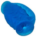 Blue textured double-ended silicone stroker with grip handle and two different internal openings for varied sensations.