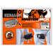 Packaging of OxBalls Masterjack double penetration stroker in black ice with product features and usage illustration on an orange and white background.