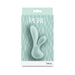 Packaging of Pure Luna teal rabbit vibrator with a sleek, translucent design against a textured teal background.