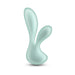Pure Luna Teal dual-stimulation vibrator with smooth, curved design in soft teal color on white background.