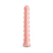 Pure Joy Peach vibrator in soft peach color with a textured, rounded bead design and smooth silicone finish.
