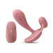 Dusty rose silicone vibrator with ergonomic design and matching remote control for customizable stimulation.