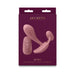 Dusty rose rechargeable vibrator with ergonomic design and remote control on purple packaging box.