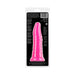 Pink glow-in-the-dark textured dildo in clear packaging with black and white product information background