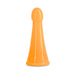 Orange glow-in-the-dark tapered silicone dildo with a rounded tip and textured body on a white background.
