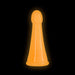 Glow-in-the-dark orange TPE dildo with a smooth, tapered design and textured rings on a black background.