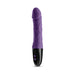 Purple phallic vibrator with textured silicone shaft and black digital control base with display and buttons.