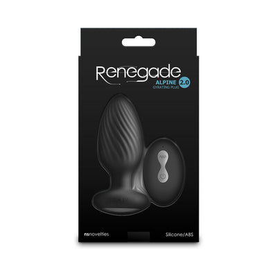 Black Renegade Alpine 2.0 gyrating silicone plug with remote control in retail packaging.