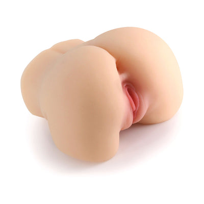 Realistic tan-colored adult male masturbator toy with detailed design on white background