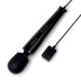 Le Wand Plugin Sky White black wand massager with long cord and control buttons on handle against white background