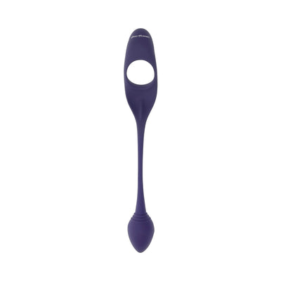 Purple flexible dual-ended vibrator with a ring handle and tapered insertable tip by Zero Tolerance.