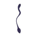 Flexible purple dual-ended vibrator with curved design and control buttons on each end against white background.